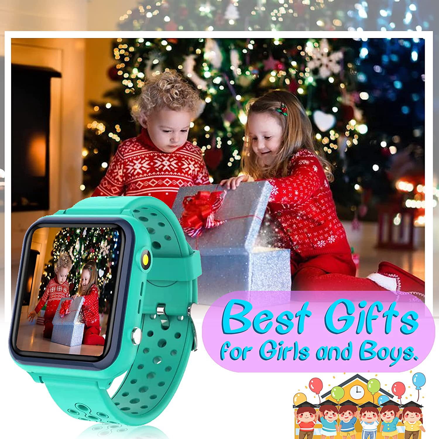 Fostbeen Smart Watch for Kids Ages 3-12 Years Old, Kids Phone Smart Watch Boys with SOS Call Camera Games Recorder Alarm Flashlight Music Player Christmas Birthday Gifts Toys for Boys Girls - Image 5