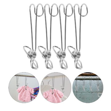 FRCOLOR 10pcs Stainless Steel Clothespins Heavy Duty Clips for Space Saving Laundry Suitable for Home and Travel
