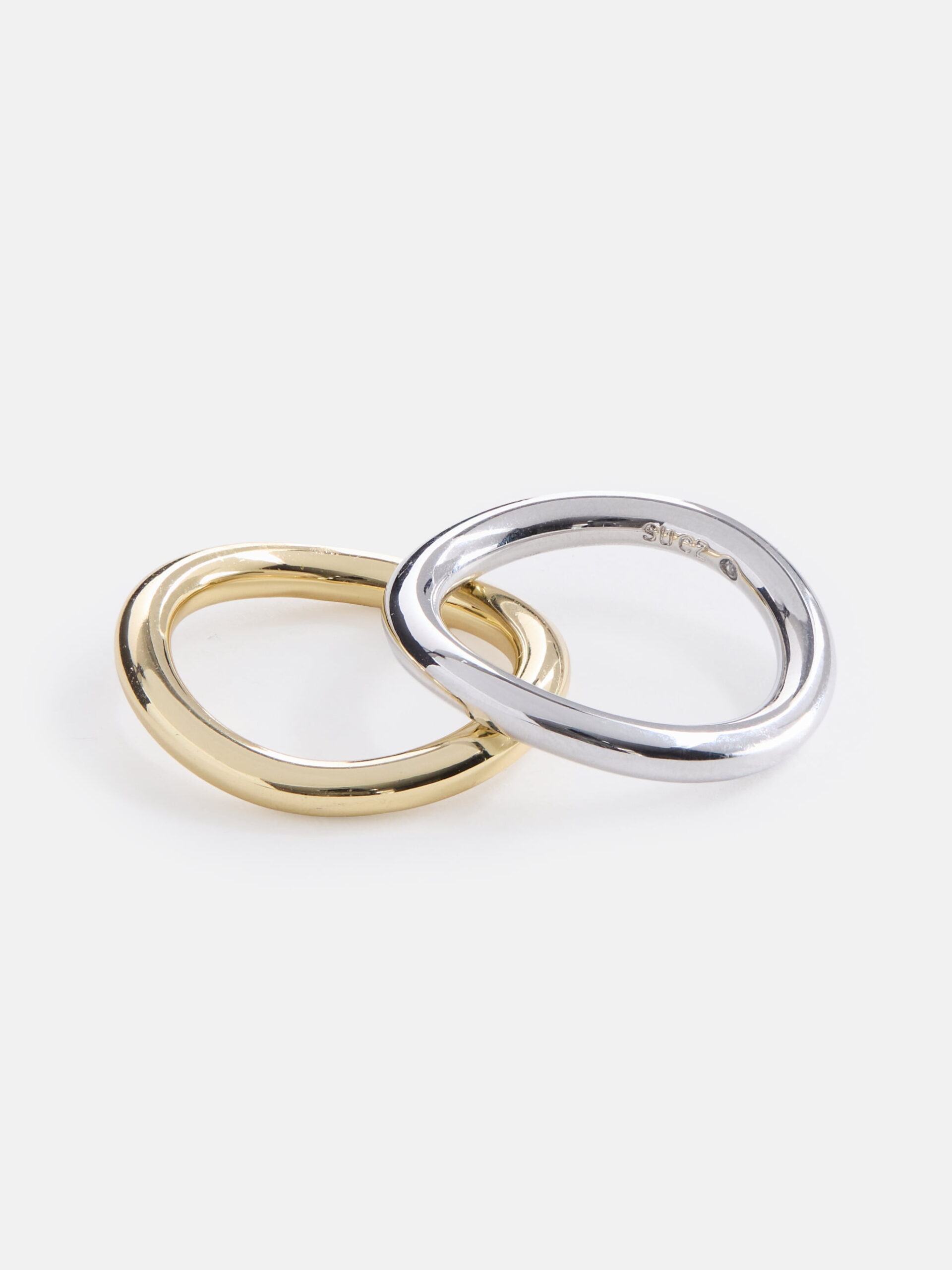 Free Assembly Women's Demi Fine 14K Gold Plated and Silver Plated Ring Set, 2-Pieces, Size 7 - Image 5