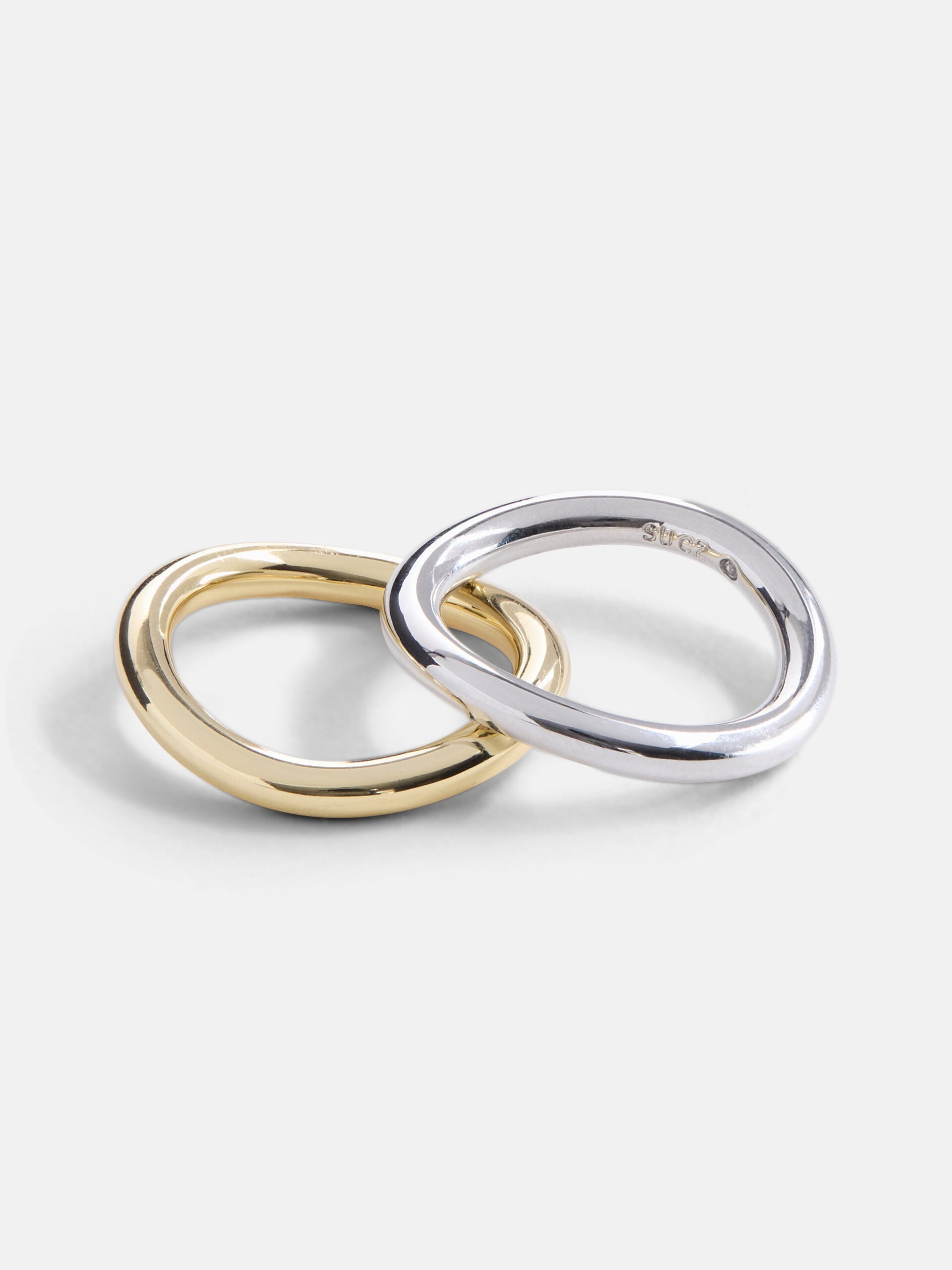 Free Assembly Women's Demi Fine 14K Gold Plated and Silver Plated Ring Set, 2-Pieces, Size 7 - Image 2