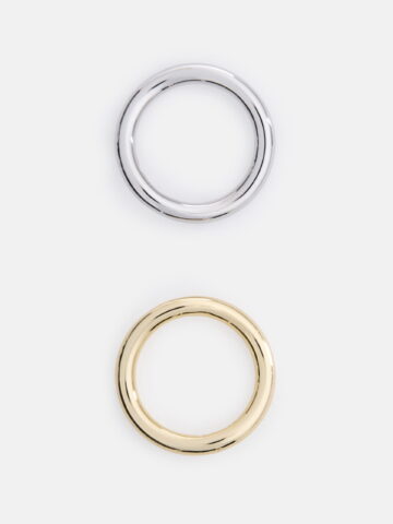 Free Assembly Women's Demi Fine 14K Gold Plated and Silver Plated Ring Set, 2-Pieces, Size 7