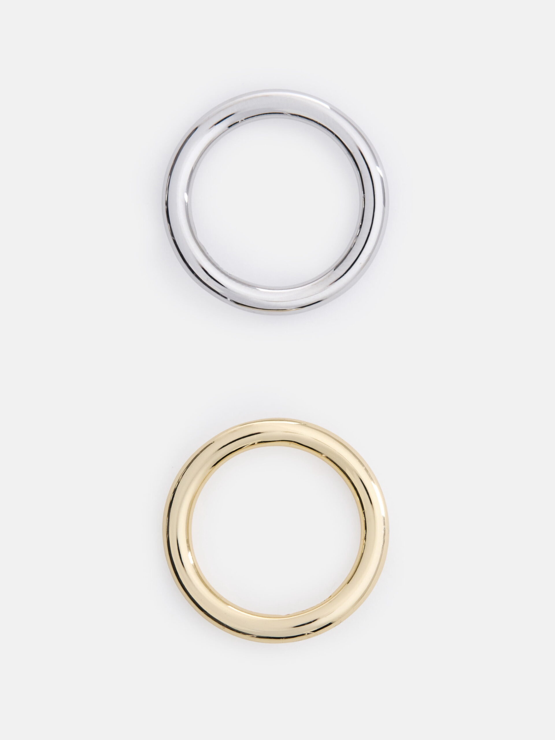 Free Assembly Women's Demi Fine 14K Gold Plated and Silver Plated Ring Set, 2-Pieces, Size 7