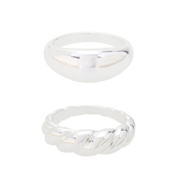 Free Assembly Women's Demi Fine Silver Plated Ring Set, 2-Pieces, Size 7
