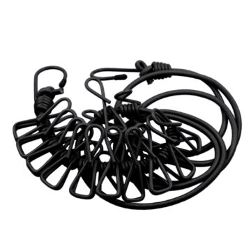 FURNIX metal + rope Camping Clothesline Portable,Travel Accessories Clothesline for Outdoor Indoor,Retractable Clothes Line Elastic Clothesline for Camper Hotel Room Black ROPE ONLY 68.8"