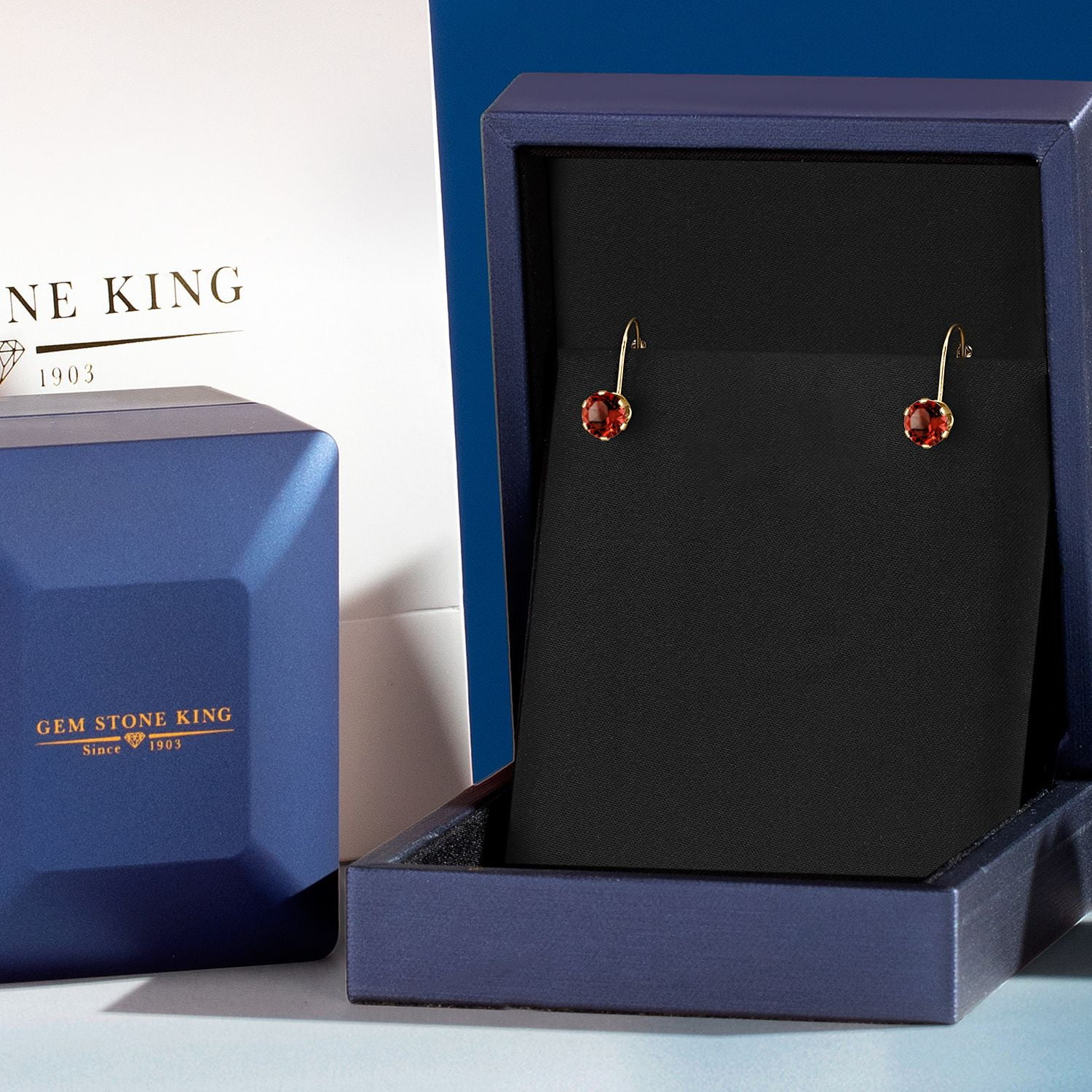 Gem Stone King 14K Yellow Gold 6MM Round Birthstone Gemstone Leverback Dangle Earrings for Women - Image 4
