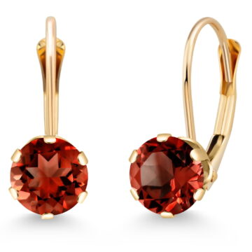 Gem Stone King 14K Yellow Gold 6MM Round Birthstone Gemstone Leverback Dangle Earrings for Women