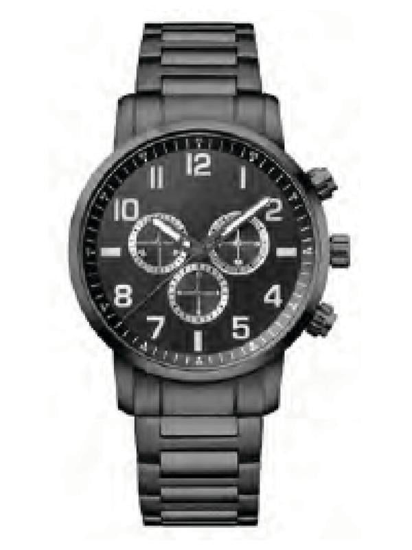 George Men's Adult Gunmetal Round Bracelet Watch with Black Dial