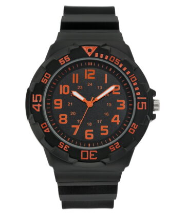 George Men's Casual Watch with Orange Round Dial and Black Resin Band