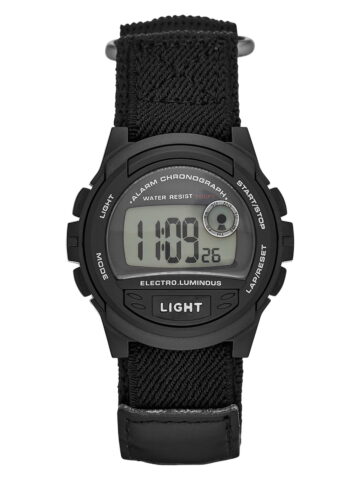 GEORGE Men's Digital Watch:Black Case, Positive Display, Nylon Fastwrap Strap (FMDOGE013)