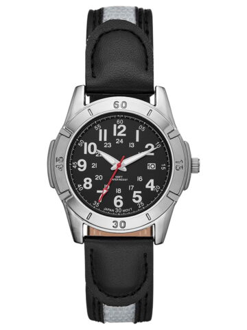 GEORGE Men's Watch: Gunmetal Case, Black Dial and Combo Black Vegan Leather Canvas Band (FMDOGE014)