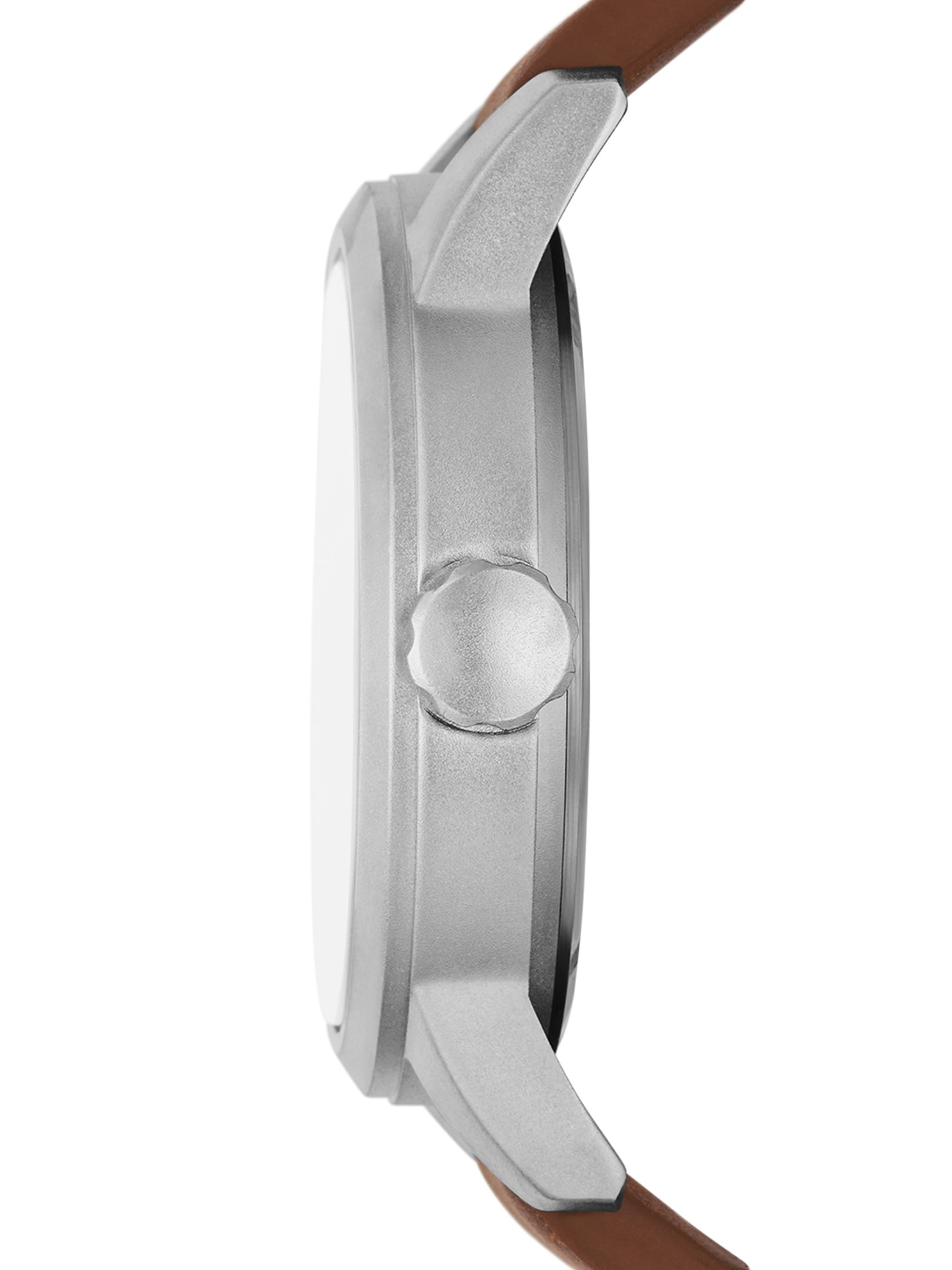 George Men's Watch: Matte Silver Tone Case, Off White Easy Read Dial, Tan Vegan Leather Band (FMDOGE048) - Image 4