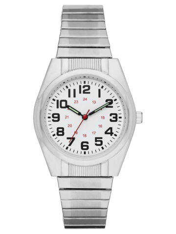 GEORGE Men's Watch: Silvertone Case, White Easy Read Dial, Silvertone Expansion Band (FMDOGE001)