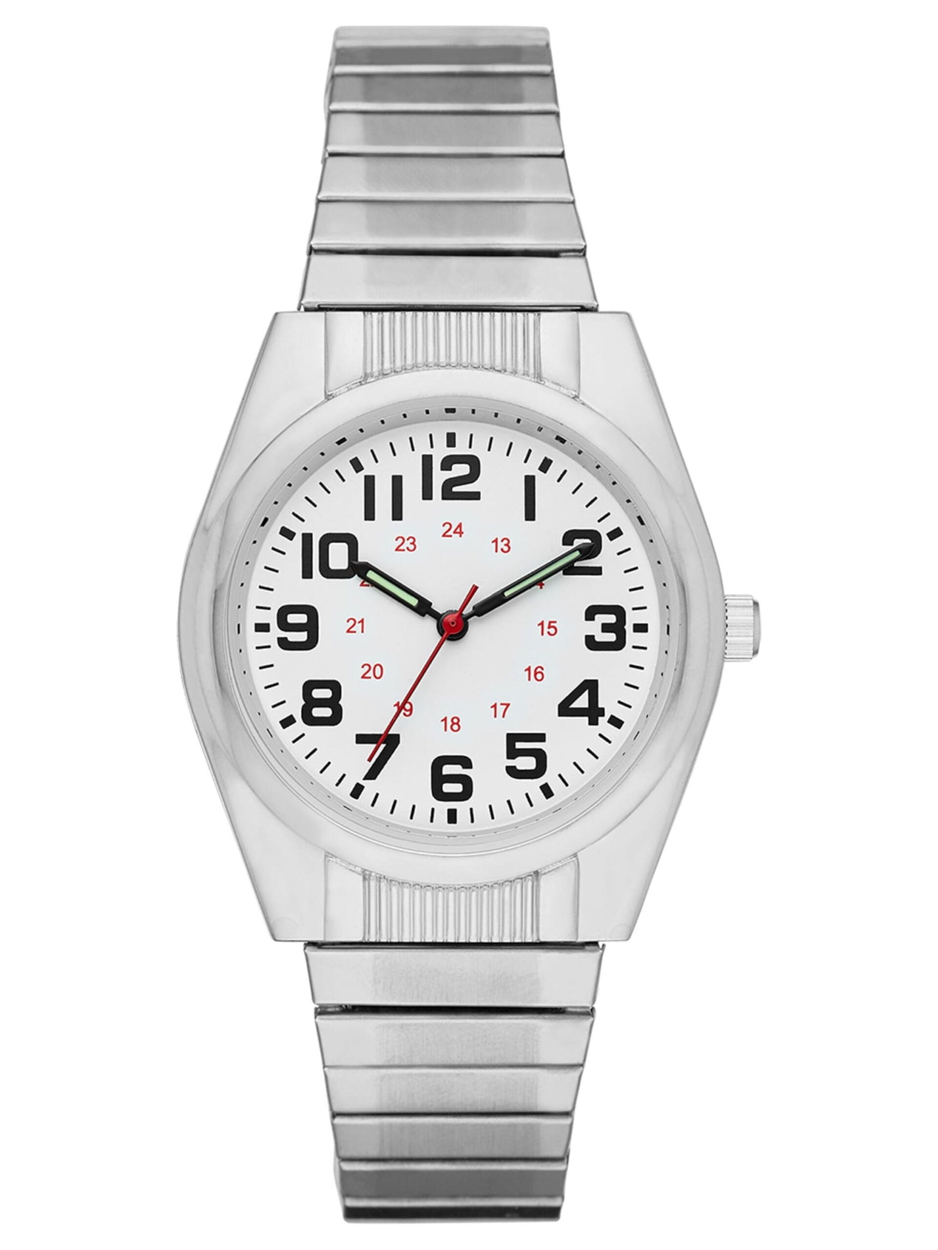 GEORGE Men's Watch: Silvertone Case, White Easy Read Dial, Silvertone Expansion Band (FMDOGE001)