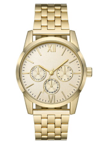 George Men's Watch with Brush Gold Round Case, Gold Dial and Brush Gold 5 Link Bracelet (FMDOGE058)
