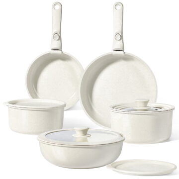 GIPP 11 Pcs Ceramic Nonstick Cookware Sets,Pots and Pans Set Non Stick with Removable Handle, Oven Dishwashers Safe,Kitchen Cooking Set