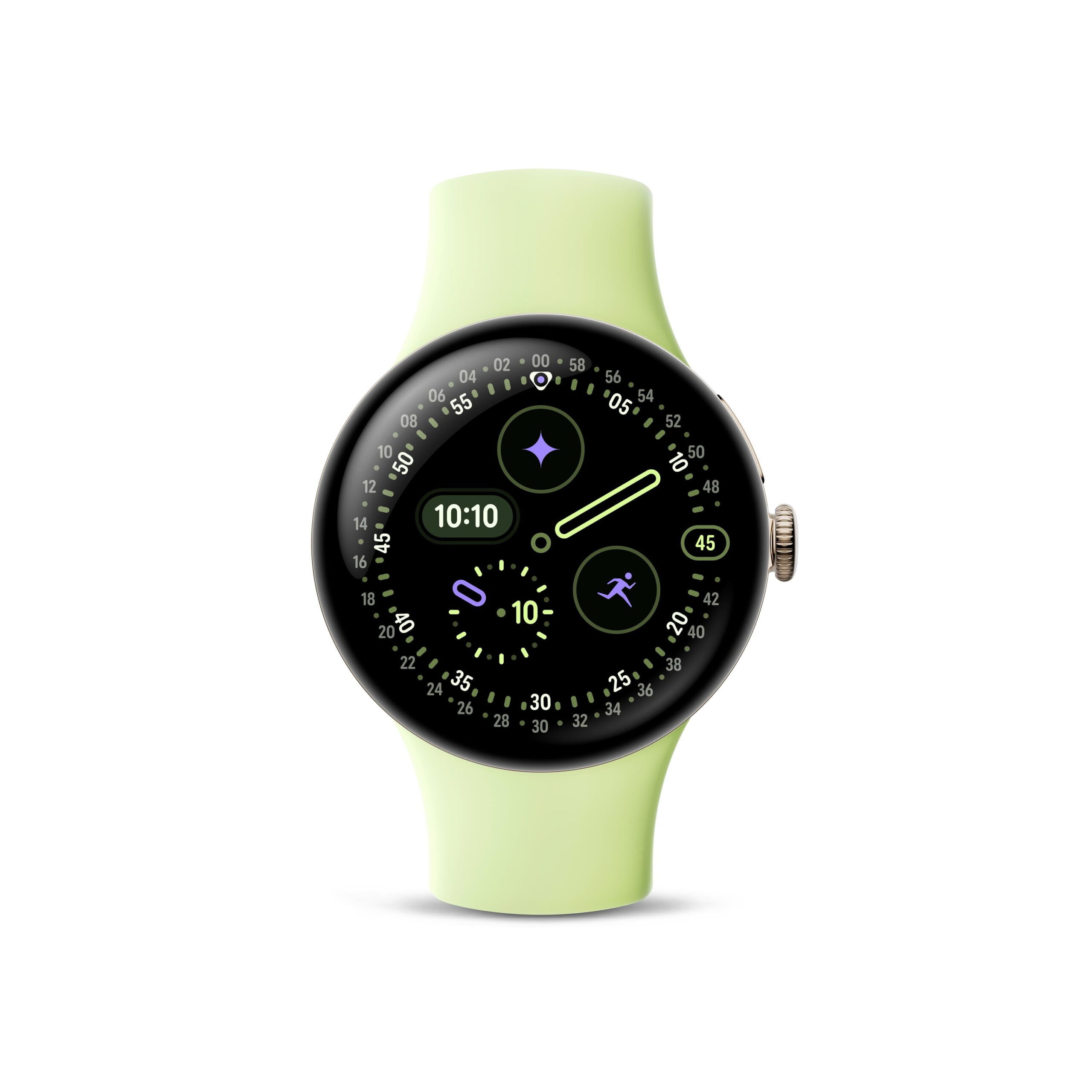 Google Pixel Watch 4 (41mm) - Android Smartwatch with Domed Display, Comprehensive Health and Fitness Tracking, and Help from Gemini - Champagne Gold Aluminum Case - Lemongrass Active Band - LTE - Image 5
