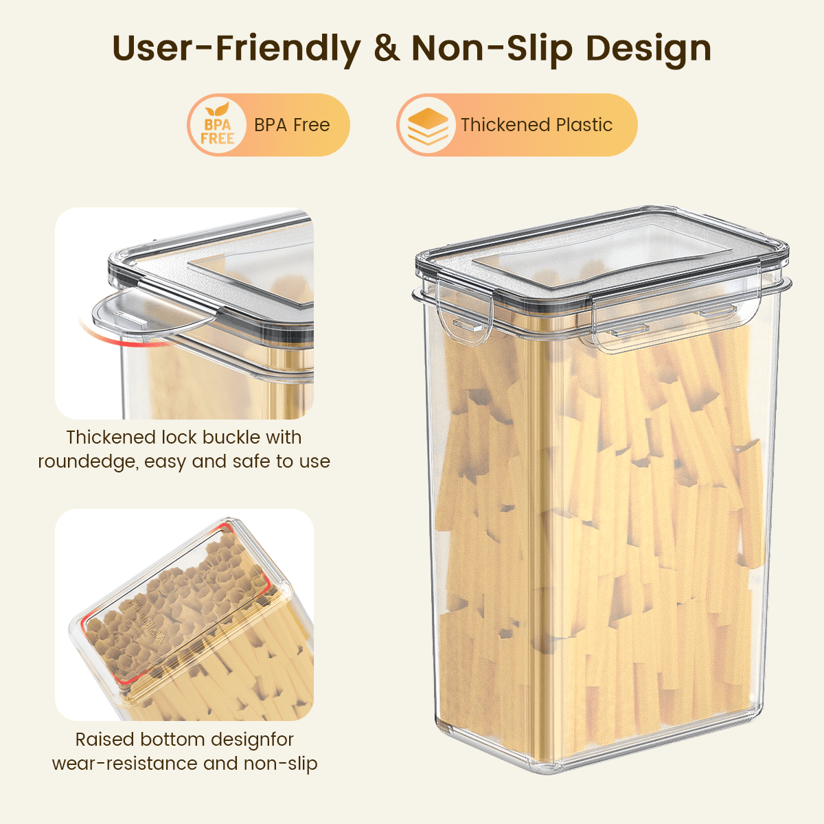 GPED 8PCS Airtight Food Storage Containers Set with Lids, BPA Free Kitchen and Pantry Organization, Plastic Leak-Proof Canisters for Cereal Flour & Sugar - Spoon Set, Labels & Marker - Image 5