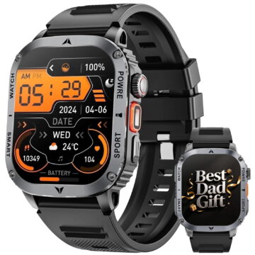 Haulvean 2.01-inch Military Smart Watches for Men with IP68 Waterproof/Answer/Make Calls/100+ Sport Modes, Outdoor Sports Fitness Tracker Watch fits for Android and Iphone Devices (Black)