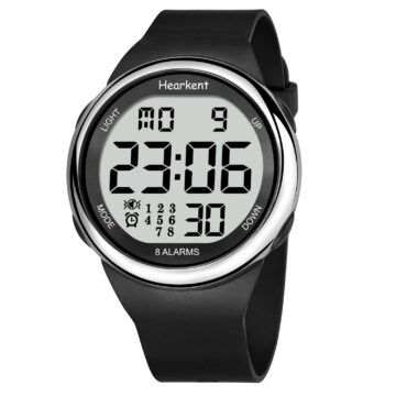 Hearkent 8 Alarms and Vibrations Watch Medication Reminder for Deaf or Senior-Friendly Big Number Digital 50m Waterproof Watch