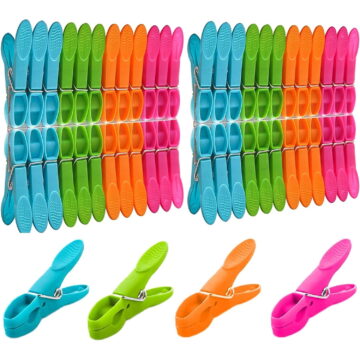 Heavy Duty Laundry Clothes Pins, Multicolor Air-Drying Clothing Pin Set, Strong Long Lasting Use, Waterproof Rustproof Design, Beach Towel Clips, 48 Pieces