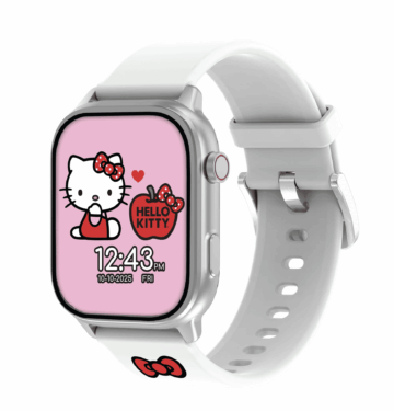 Hello Kitty iTime Digital Adult 46mm Smart Watch with White and Black Interchangeable Silicone Straps