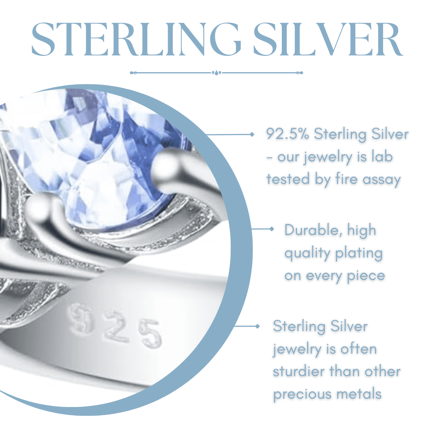 Hidden Gems Jewelry 2Ct Round Three Stone CZ Engagement Ring Set for Women 925 Sterling Silver Size 5-10 - Image 5