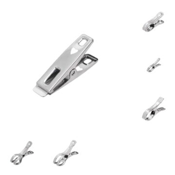 HONGLIN Multi Functional Stainless Towel Clips 6Pcs Clothes Clips Stainless Steel Pool Towel Clothes Pins Pegs Holders Clothing Quilts Clamps Sealing Sewing