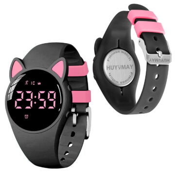 HUYVMAY Fitness Tracker Pedometer Watch Without App/Bluetooth,1 Hour Charging for 30 Days Use, IP68 Waterproof Sports Watch with Step Counter Alarm Clock Timer for Girl Boy Kids 3-15 Years