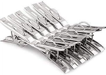 iKonbi Stainless Steel Multipurpose/Cloth Clip/Cloth Pegs/Laundry/Home Pack of 12 Pcs