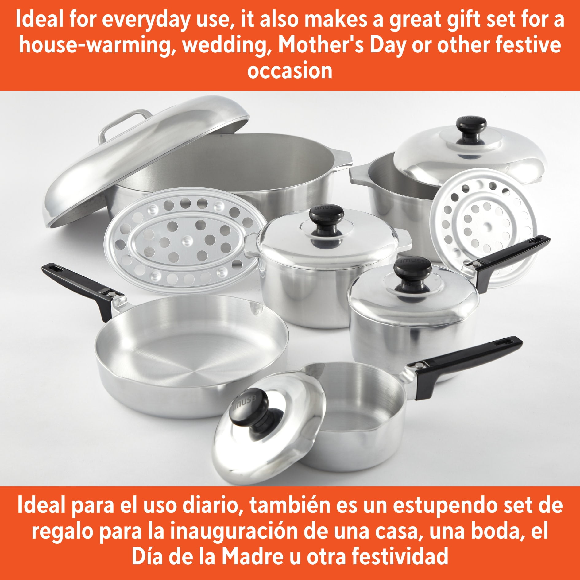IMUSA 13pc H. Cajun Cast Aluminum Cookware Set - Image 4