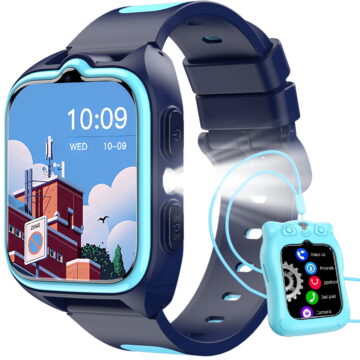 IOWODO Smart Watch for Kids, 1.75" HD Touch Screen with 32 Educational Games, Music Player, Pedometer, Habit Tracker, Alarm, Calculator, IP68 Waterproof for Boys Girls (Blue)