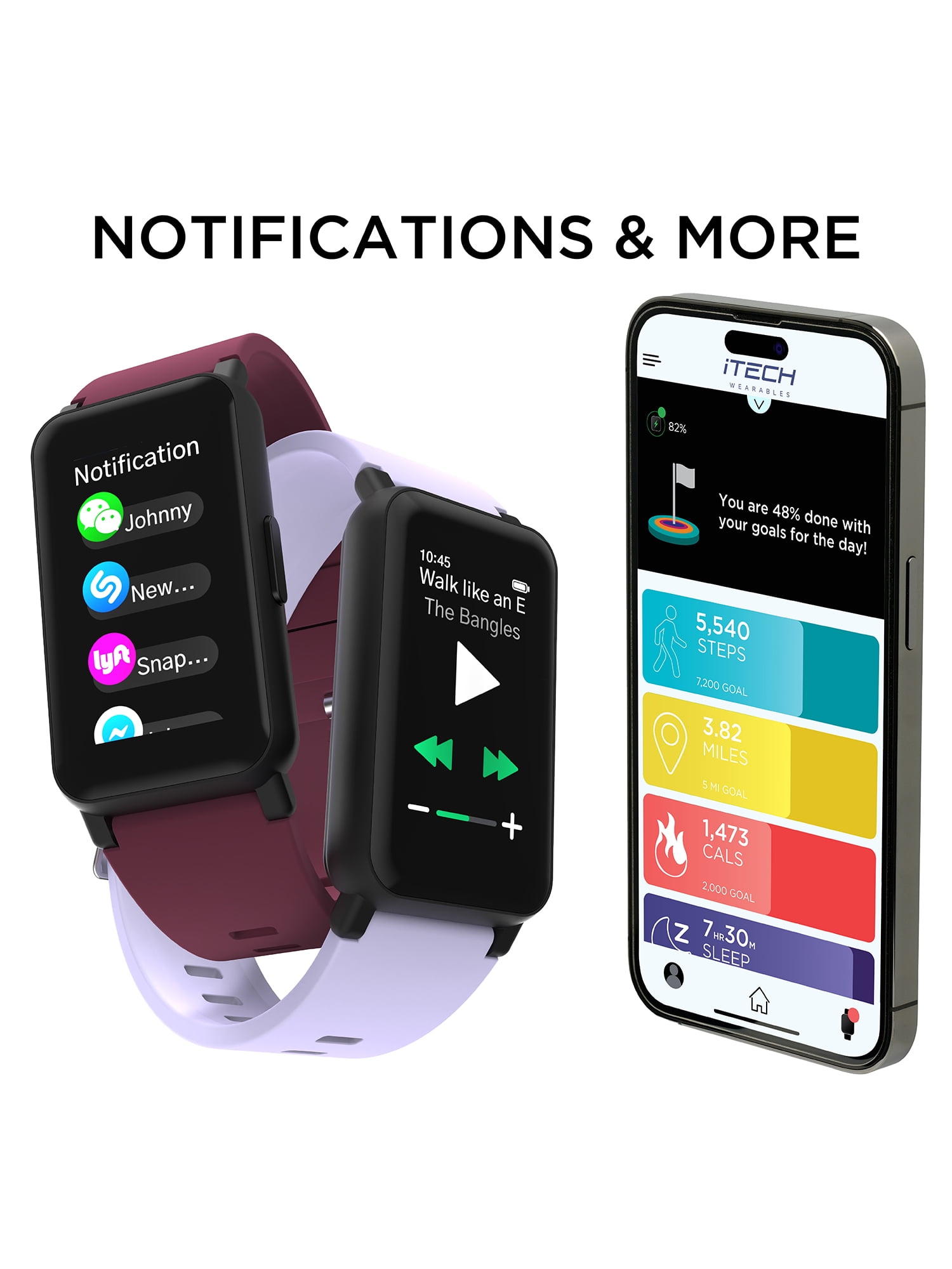 iTech Active 3 Unisex Adult Smartwatch Fitness Tracker, Blush, Silicone Strap - Image 5