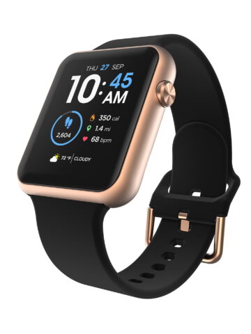 iTech Fusion 3 Unisex Adult Rectangular Smart Watch, Black, Silicone Strap