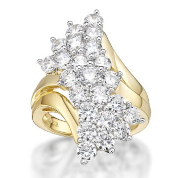 Jay Heart Designs 925 Sterling Silver with 14K Yellow Gold Plating Simulated White Diamond Cocktail Ring