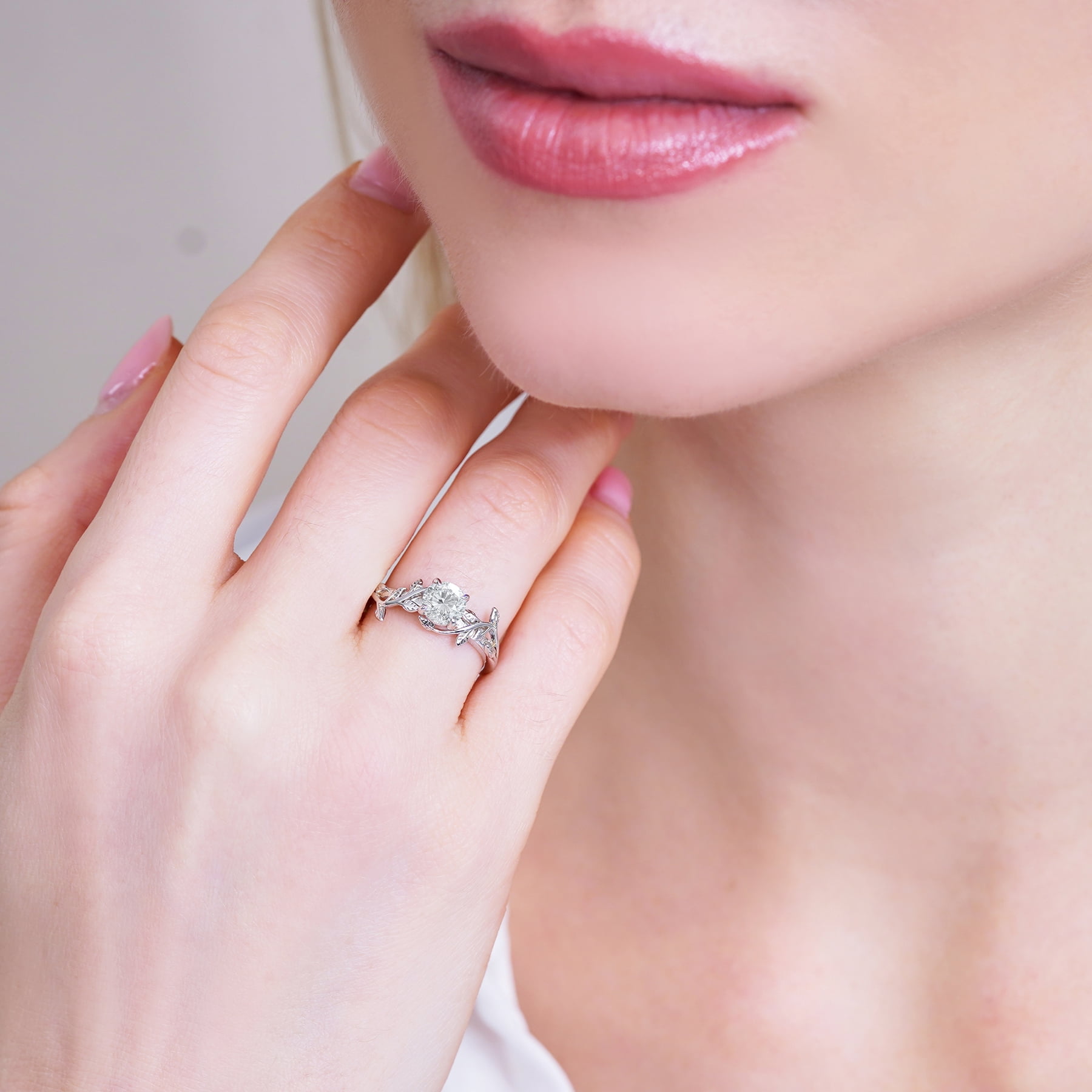 JeenMata 0.50 Carat Round Cut Moissanite Bohemian Engagement Ring - Vintage Moissanite Promise Ring - 18k White Gold Plating for Women - Image 3