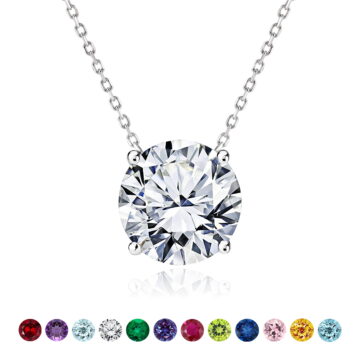 JeenMata 1 Carat April Birthstone Necklace for Women, Moissanite Solitaire Pendant in 18K White Gold Plated Silver, Birthday Anniversary Wedding Gift for Girlfriend Wife, Her, Woman, Teen
