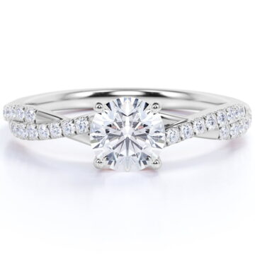 JeenMata 2 Carat infinity Round cut Moissanite Engagement Ring in 18K White Gold Plating for Women