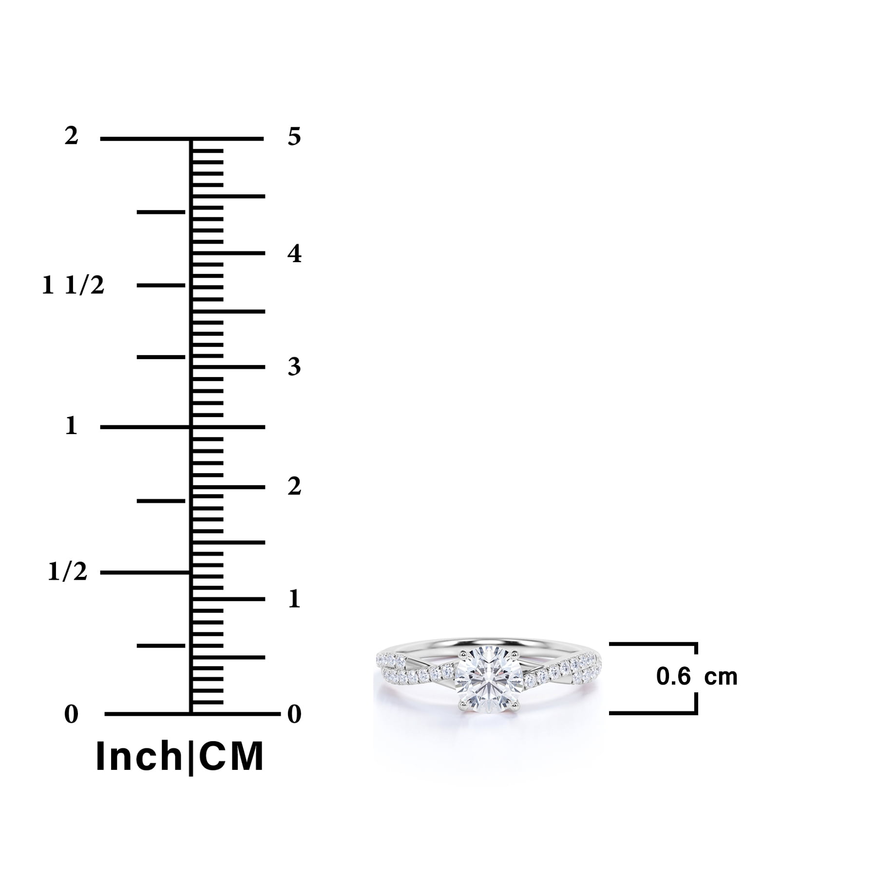 JeenMata 2 Carat infinity Round cut Moissanite Engagement Ring in 18K White Gold Plating for Women - Image 3