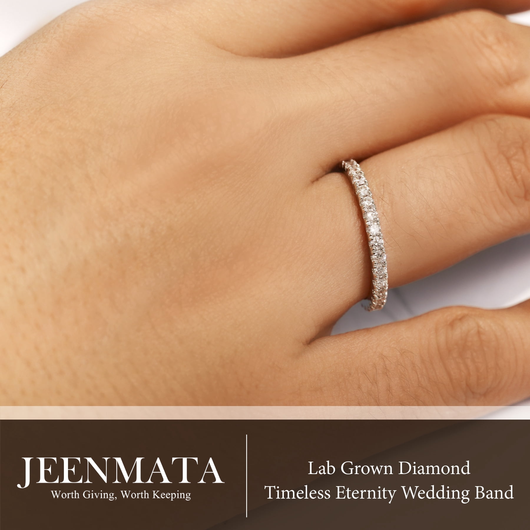 JeenMata Lab Grown Diamond Eternity Ring - Timeless Promise Gift for Women - in 18K White Gold Plating Wedding Rings - Image 5
