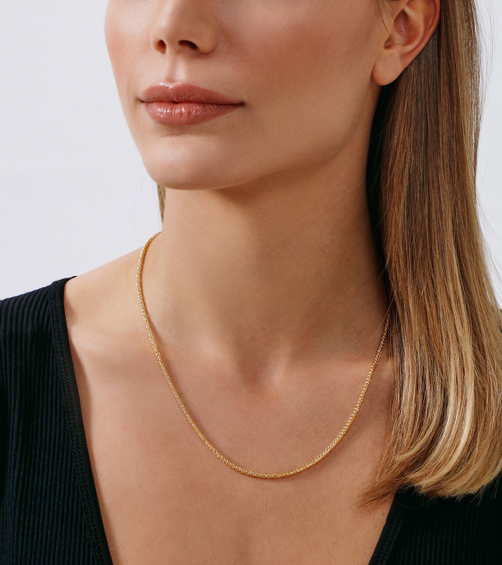 Jewelry Atelier Gold Chain Necklace Collection - 14K Solid Yellow Gold Filled Round Wheat/Palm Chain Necklaces for Women and Men with Different Sizes (2.5mm, or 3.2mm) - Image 2