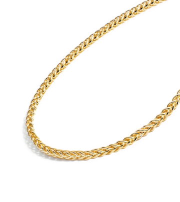Jewelry Atelier Gold Chain Necklace Collection - 14K Solid Yellow Gold Filled Round Wheat/Palm Chain Necklaces for Women and Men with Different Sizes (2.5mm, or 3.2mm)