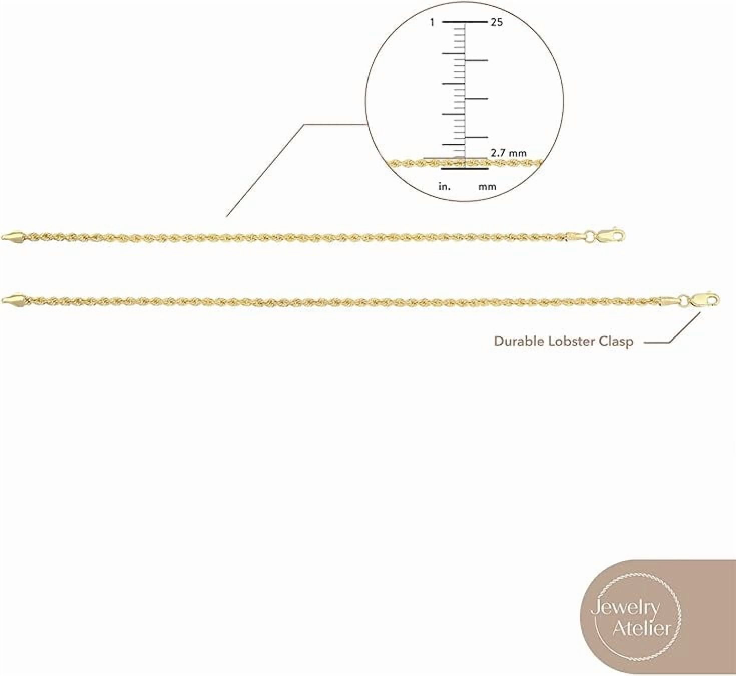 Jewelry Atelier Gold Filled Chain Bracelet Collection - 14K Solid Yellow Gold Filled Rope Chain Bracelets (2.7mm-3.8mm) for Women and Men with Different Sizes (2.7mm, 3.8mm) - Image 4