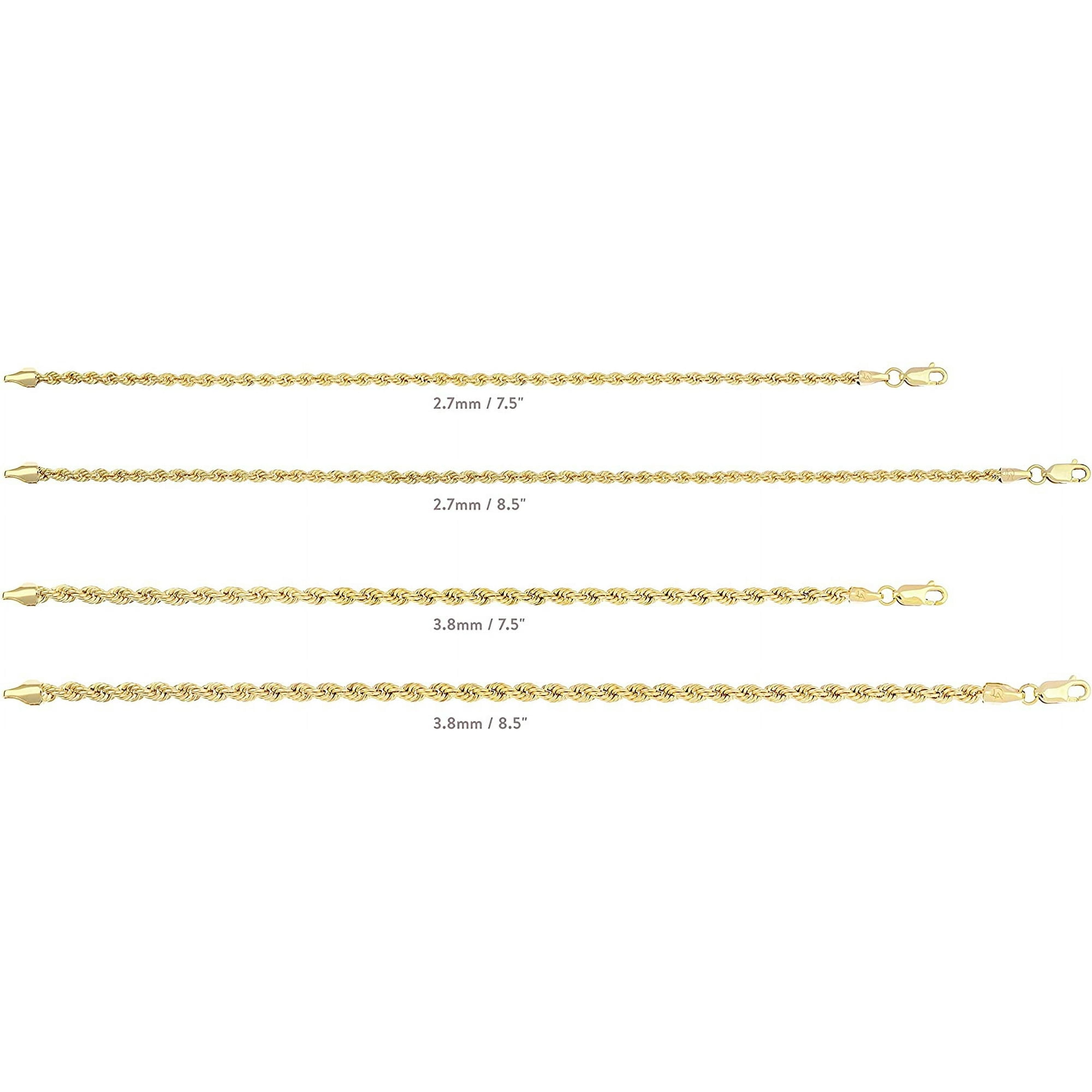Jewelry Atelier Gold Filled Chain Bracelet Collection - 14K Solid Yellow Gold Filled Rope Chain Bracelets (2.7mm-3.8mm) for Women and Men with Different Sizes (2.7mm, 3.8mm) - Image 2