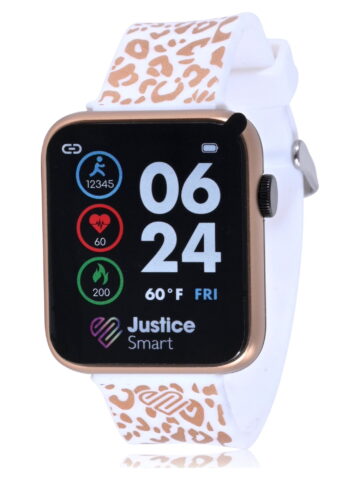 Justice Female Tween Smart Watch with Leopard Silicone Strap (JSE4210WM)