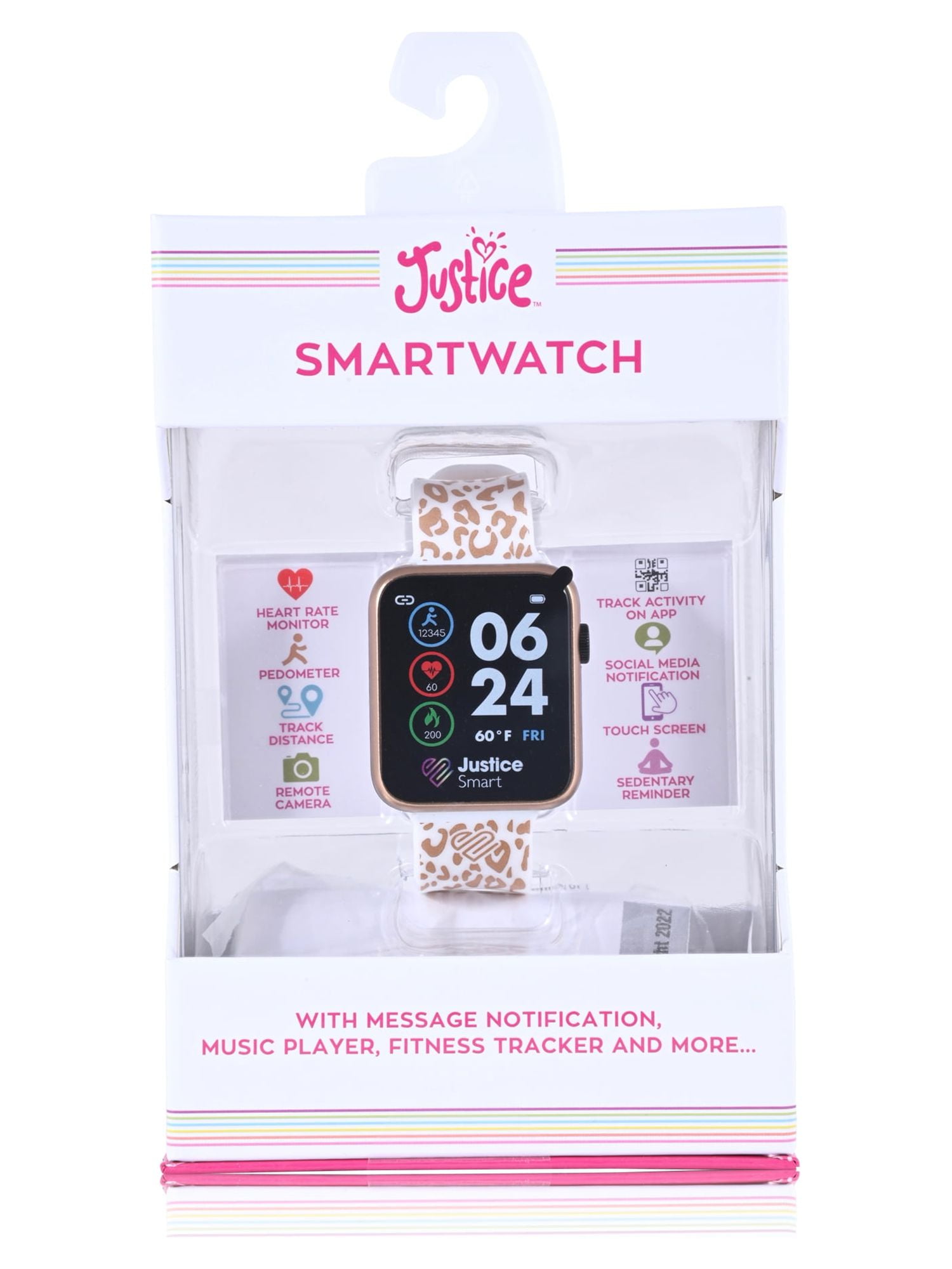 Justice Female Tween Smart Watch with Leopard Silicone Strap (JSE4210WM) - Image 3