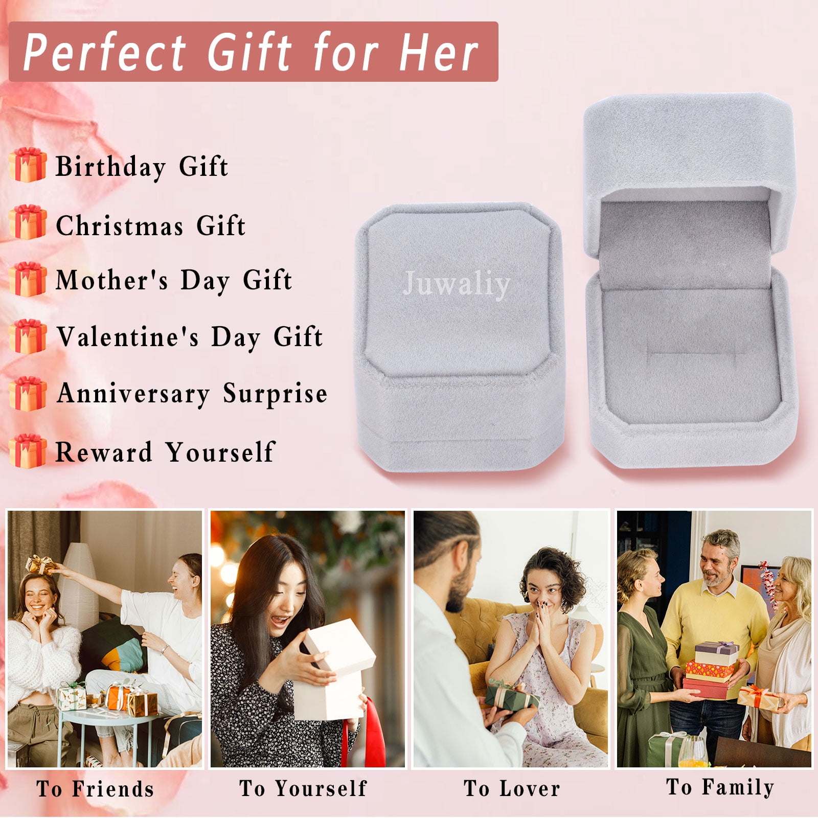 Juwaliy Women Heart Ring 925 Sterling Silver Cat Butterfly October Birthstone Tourmaline Pink Solitaire Ring Jewelry Mother Birthday Valentine's Day Gifts - Image 5