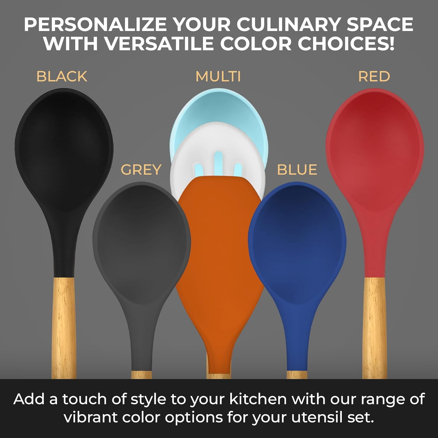 Kaluns 21 Pcs Wood and Silicone Kitchen Utensils Set for Cooking Household Essentials – Premium Cooking Utensil Set, Black - Image 4