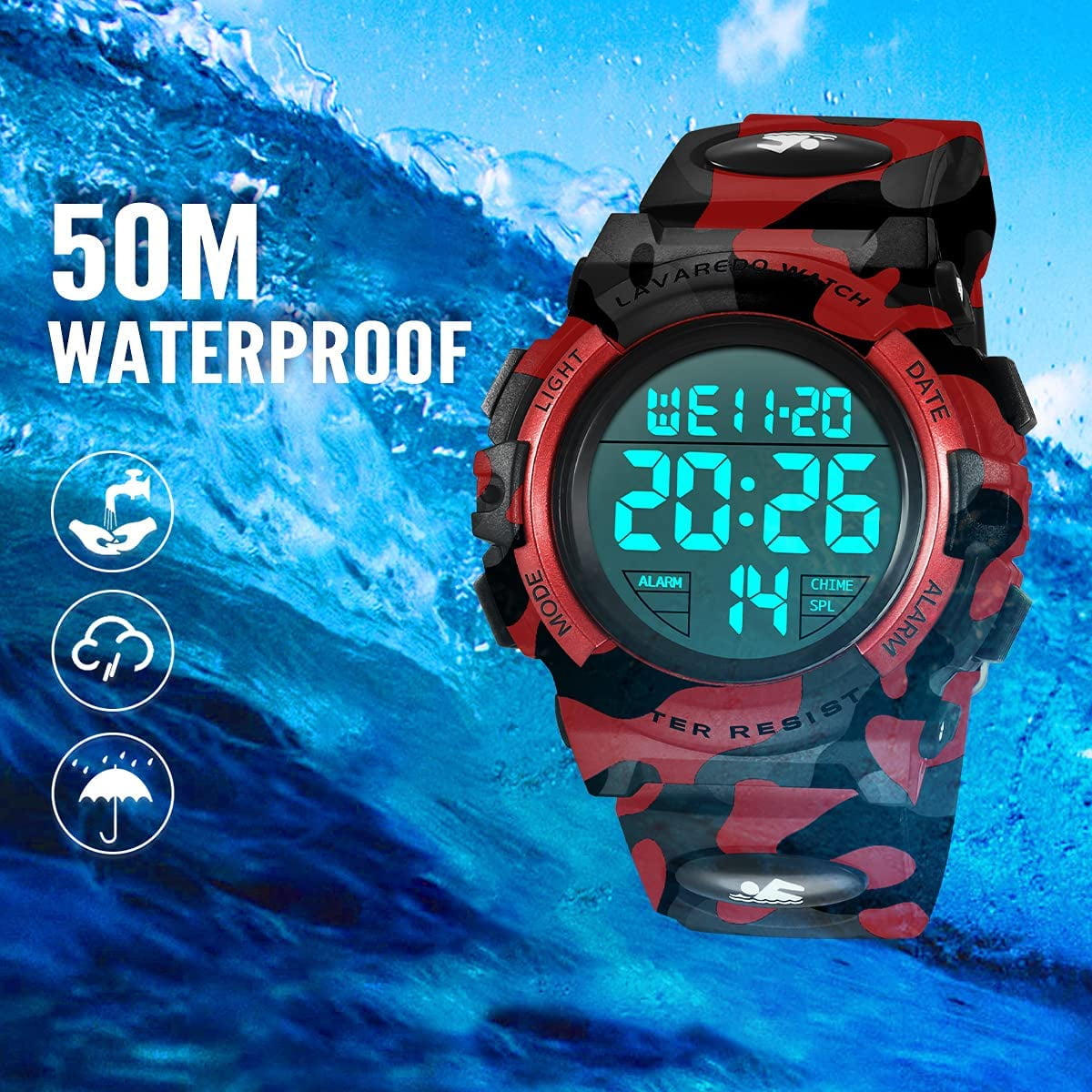 Kids Digital Sports Watch for Age 4-15 Waterproof Watches with Alarm Stopwatch Wrist Watches for Boys Girls Birthday Chriatmas Gift for Kids - Image 3