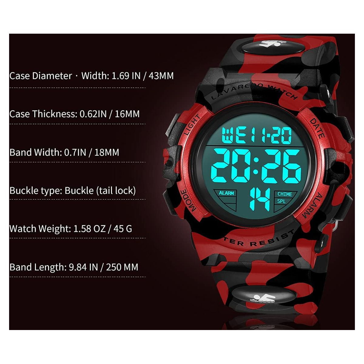 Kids Digital Sports Watch for Age 4-15 Waterproof Watches with Alarm Stopwatch Wrist Watches for Boys Girls Birthday Chriatmas Gift for Kids - Image 4