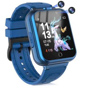 Kids Game Smart Watch for Boys Girls, 24 Games 5 Languages 3 Alarms 2 Cameras Music Torch Pedometer Calendar, 1 Count